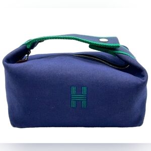 Hermes Bride A Brac PM Toile Cotton Navy Pouch